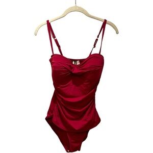 Tommy Bahamas Pearl Over-the-Shoulder V-Neck One-Piece Swimsuit in Size 8